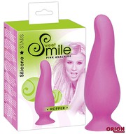 Анальная пробка Sweet Smile® Hopper Plug на присоске, розовый силикон, 10х1,5-3см
