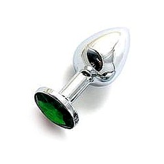 Анальная пробка с кристаллом Small Silver Emerald