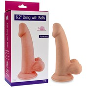 Фаллоимитатор Dong With Balls на присоске, телесный, 14х4см