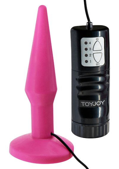 Розовая анальная вибро-пробка Pink Plug Small, 4 режима, 14см