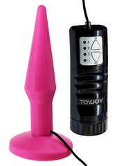 Розовая анальная вибро-пробка Pink Plug Small, 4 режима, 14см