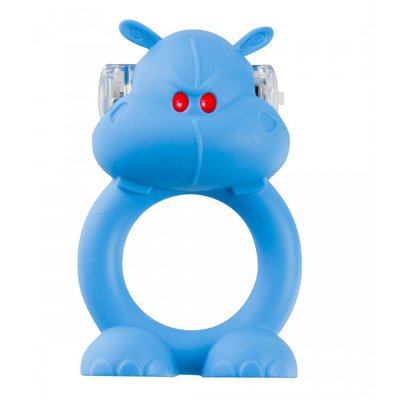 Виброкольцо Beasty Toys Happy Hippo, голубой силикон, 2,5см