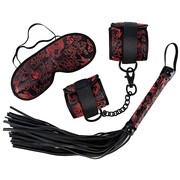 БДСМ набор Bad Kitty (наручники, маска, плетка), красно-черный