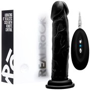 Мощный вибратор Real cock 8' Realistic & Rocksolid на присоске, черный, 10 реж., 20х4,2см