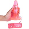 Анальная вибропробка Clear Plug на присоске, розовая, 14х4,8см