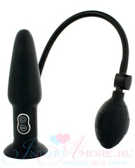 Расширяющаяся анальная вибропробка Inflatable butt plug, 7 реж, черный силикон, 17х4,5см