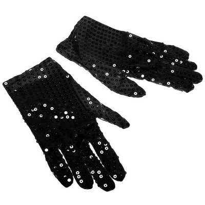Блестящие перчатки с пайетками, черные