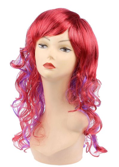 Карнавальный парик на резинке, длинные волосы с челкой, медный с фиолетовым, 60см