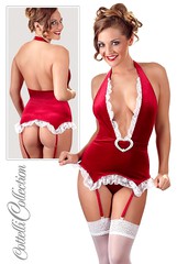 Бархатная грация Cottelli Collection с пряжкой-сердцем (+стринги), рубиновая, XL(54-56р)