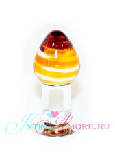 Янтарная анальная пробочка из стекла Sexus Glass, 8,5х4см