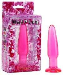 Кристальная анальная пробочка UniPlug , розовая, 11х2,5см