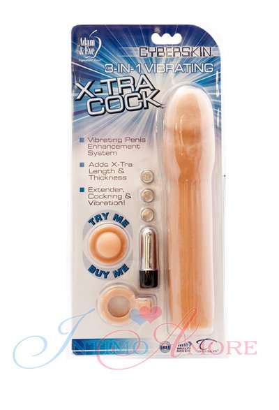 Вибро-насадка X-Tra cock из настоящего Cyber Skin®, удлинение на 7,6см