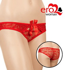 Прозрачные трусики с бантиком, красные, XS/S (40-44р.)