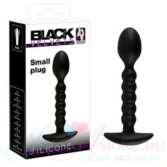 Анальный шарик Black velvets smal для ношения, черный силикон, 12,5х2,4см