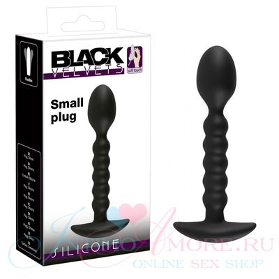 Анальный шарик Black velvets smal для ношения, черный силикон, 12,5х2,4см