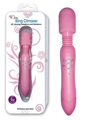 Мощный массажер Bling Climaxer со стразами, 5 реж, розовый, 19,5х3см