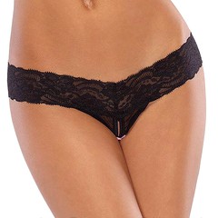 Откровенные трусики-тонг Crotchless, черные, QS(48-52р)