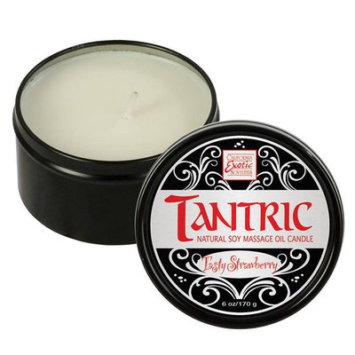 Массажная свеча-масло Tantric Soy Candle™ с феромонами, вкус клубники, 60 часов, 100% натурально