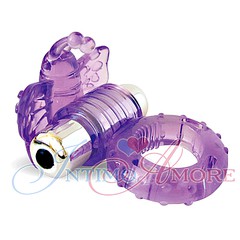 Эрекционное виброкольцо Sexy Friend Butterfly, 7 реж, фиолетовое, d2,2см