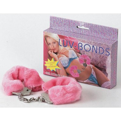 Металлические наручники с розовым мехом Luv Bonds