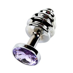 Анальная пробка Small Silver сиреневый, 7х3см