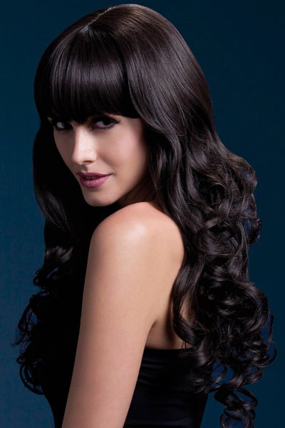 Парик Fever Isabelle black, long soft curl with fringe (temp до 120°C), темно-коричневый, 66см