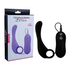 Гибкий массажер простаты Prostate Stimulator Lover, 10 режимов, черный силикон, 13,5х2,2см