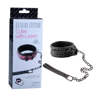 Блестящий ошейник Luxury Fetish с черной цепью