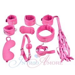 Розовый набор Classic Seven (7 предметов) эко-кожа, иск. мех