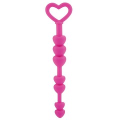 Анальные бусы сердца розовые Lia® Love Beads, 21х2,5см