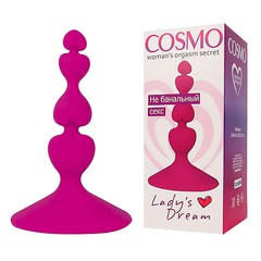 Анальная пробка-елочка Cosmo из парных сердец, фиолетовый силикон, 9,5х1,2-2,5см