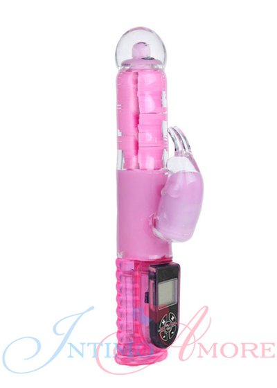 Пульсирующий хай-тек вибратор Love Gift, 9х9 режимов, дисплей, розовый, 25х3,8см