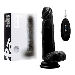 Мощный вибратор Real cock 8' Realistic & Rocksolid, черный на присоске, 10 реж., 17х3,5-4,2см