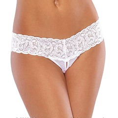 Откровенные трусики-тонг Crotchless, белые, QS(48-52р)