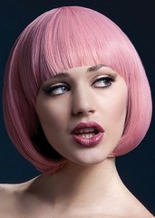 Парик Fever Mia pastel-pink, short bob with fringe (temp до 120°C), пастельно-розовый, 25см
