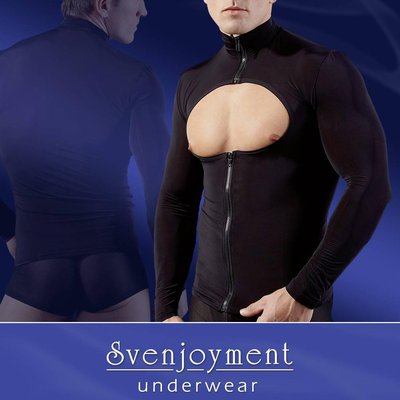 Тонкая футболка Svenjoyment Shirt с рукавами и открытой грудью, черная, S(44-46р.)