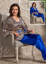 Пижама тройка Mia-Sofia "Naomi", двухсторонний жакет, синий леопард, L(46-48р.)