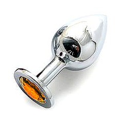 Анальная пробка с кристаллом Large Silver Orange