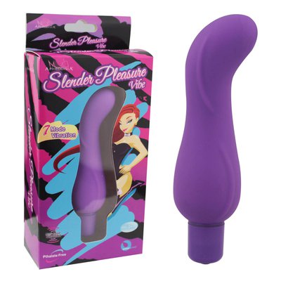 Компактный G-вибратор Slender Pleasure Vibe, фиолетовый силикон, 7 режимов, 12х3см