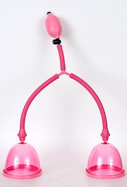 Двойная помпа для груди Toyfa, розовая, 11,5х9см