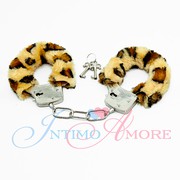 Металлические наручники Furry cuffs с мехом, леопардовые