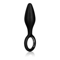 Анальная пробочка с кольцом Booty Call® Booty Slider, черный силикон, 16х3,5см