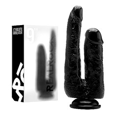 Фаллос Double cock 9' Realistic & Rocksolid, черный на присоске, 15х4/19,5х3,5см
