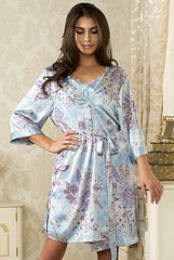 Короткий халатик Mia-Amore Sophia, голубой, 70% шелк натуральный, S/M(42-46р)