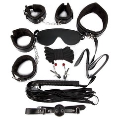 Черный набор Notabu BDSM (8 предметов) иск/кожа и мех