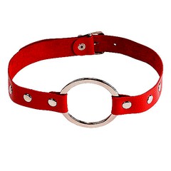 Кляп с кольцом Sitabella® BDSM, нат/кожа, красный, d3,8см
