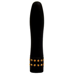 Мини-вибратор Mr. Marcus Gold Digger, черный с золотистыми кристаллами 8х1,7см
