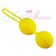 Желтые вагинальные шарики "Geusha lastic ball", силикон, 104 гр., 3,7см