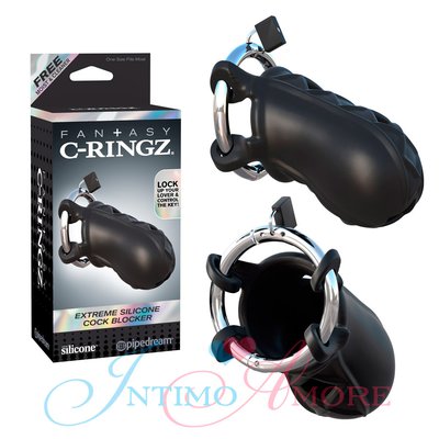 Мужской пояс верности Fantasy C-Ringz® Extreme, черный силикон, 9,5см