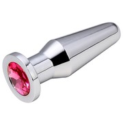 Анальная пробка Notabu BDSM из металла, ярко-розовый страз, 10х3,2см/320г